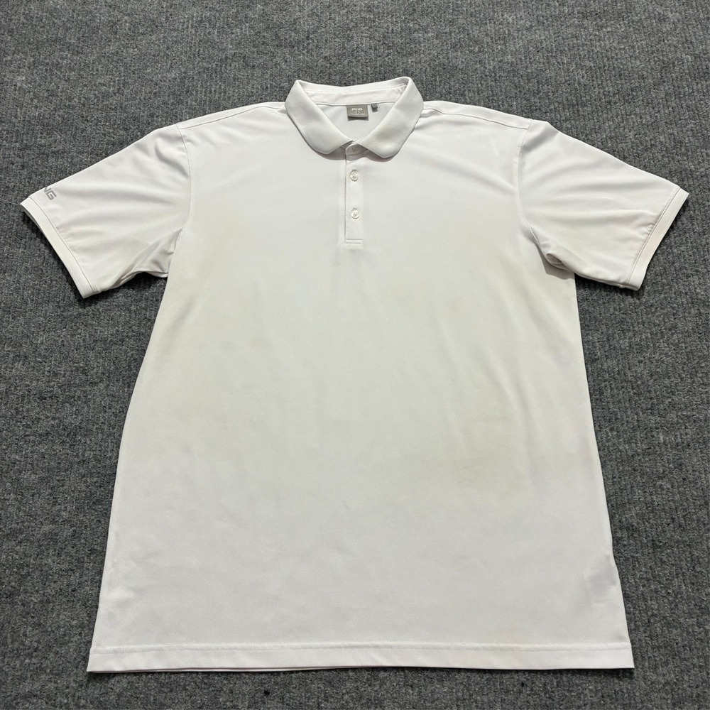Ping Sensor Cool Mens Polo Shirt Size XL White Stretch Casual Short Sleeve
